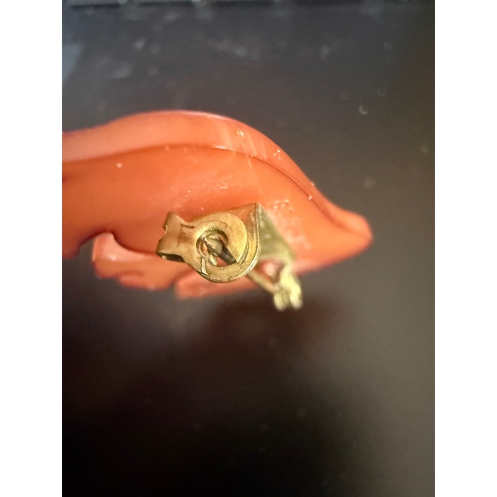 Vintage BD Denmark Elephant Brooch Salmon Resin Rhinestone Eye Danish Modern - Picture 5 of 5